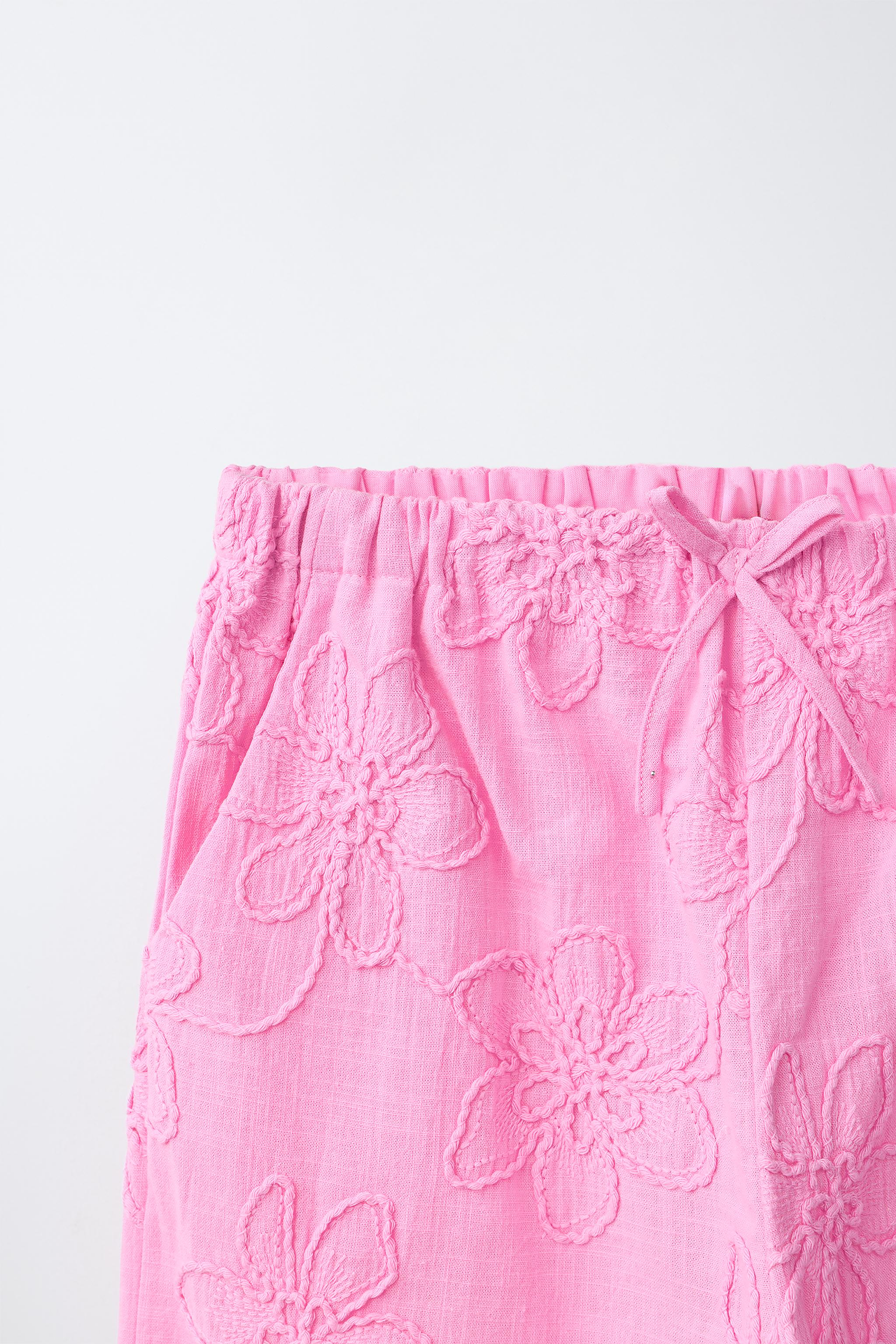 PANTALON WIDE LEG À FLEURS BRODÉES